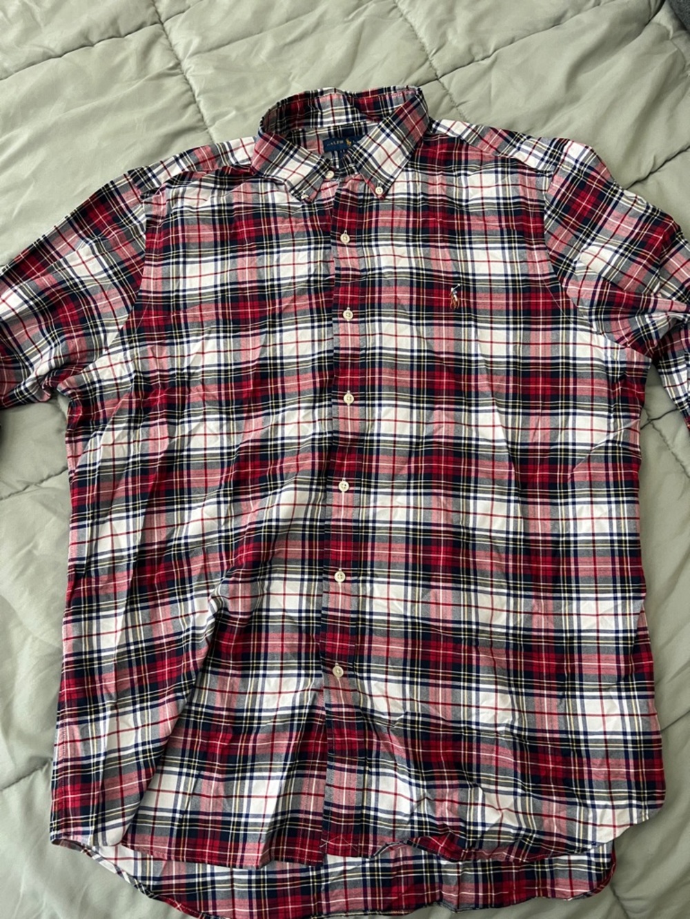Ralph Lauren Red and White Plaid Button-Down Shirt